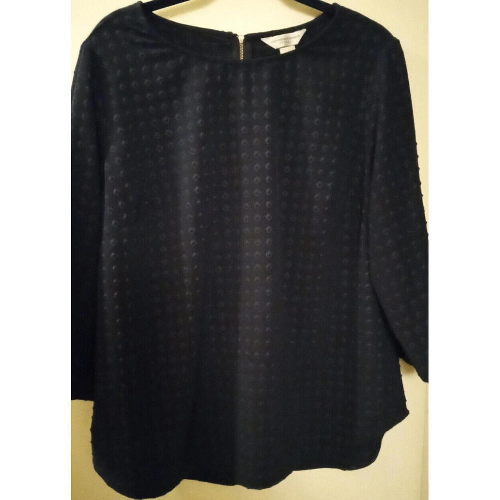 Christopher & Banks Petite XL Navy Blue Top with 1/4 Back Zip NWOT / Stunning
